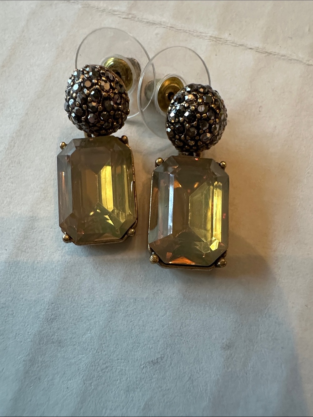 J Crew earrings, smoky quartz stone w/marquisette post top